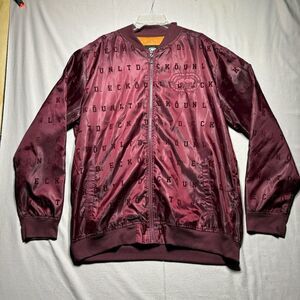 Vintage Y2K ECKO UNLIMITED JACKET MENS XL Burgundy SATIN‎ LOGO Bomber Monogram